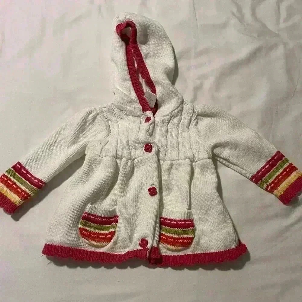Gymboree EC sweater jacket cardigan 61-12 Months hooded Flower Buttons